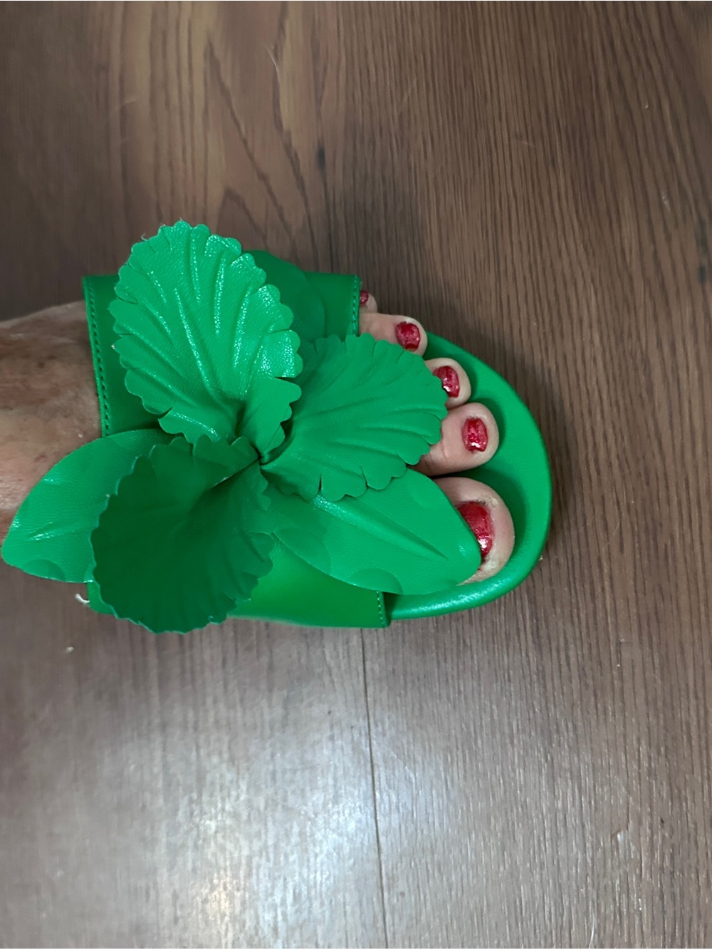 Anne Klein Emerald Green Floral Slide Mules sz 8 - Picture 3 of 5